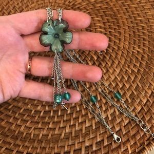 Ten Thousand Villages greenglass pendant necklace